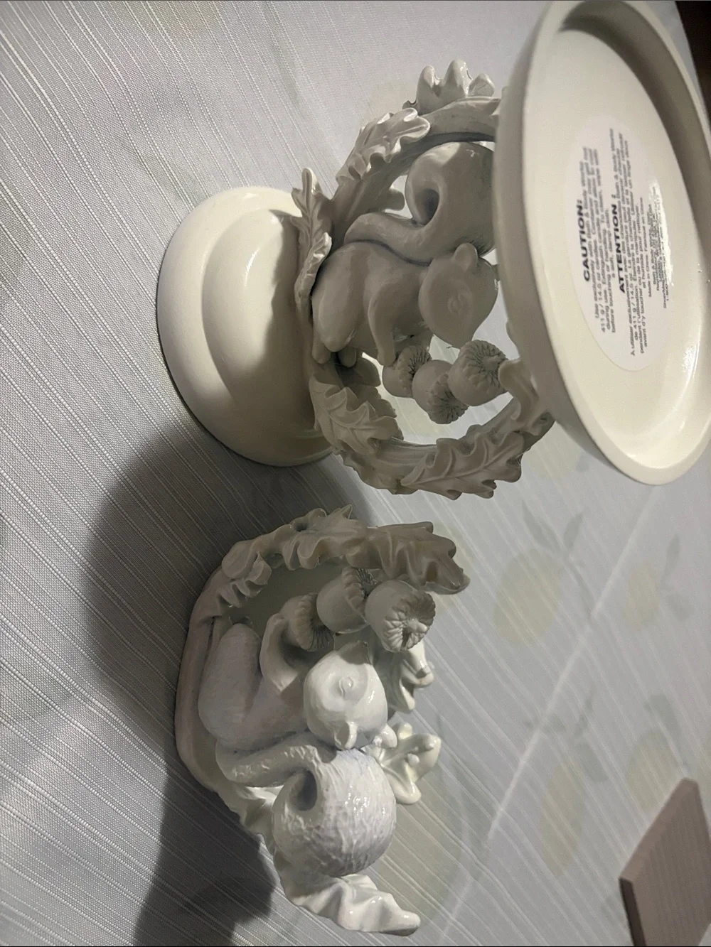 White Squirrel Candle Holder & Matching soap holder
